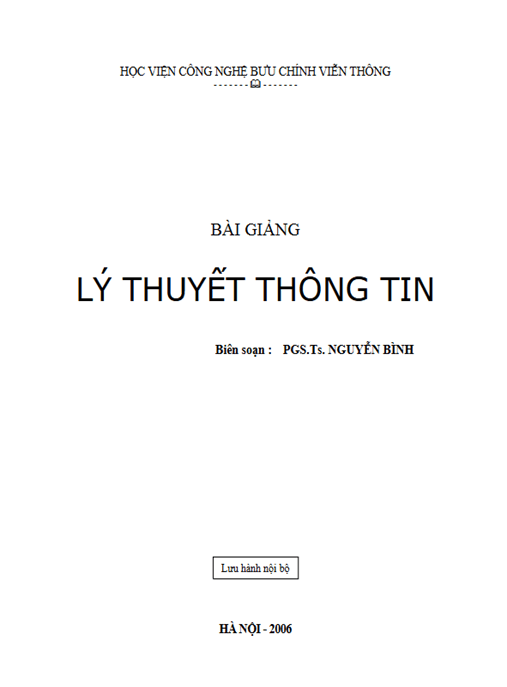 Bài Giảng Lý Thuyết Thông Tin