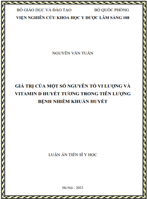 Giá trị của một số nguyên tố vi lượng và vitamin D huyết tương trong tiên lượng bệnh nhiễm khuẩn huyết
