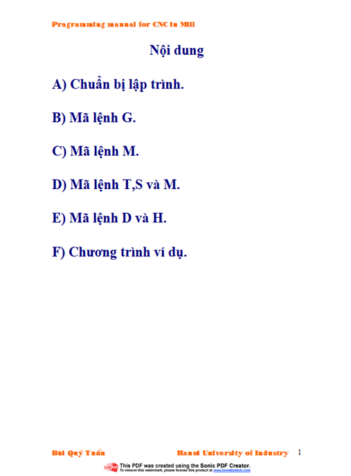 Giáo Trình CNC Cho Máy Phay &#
