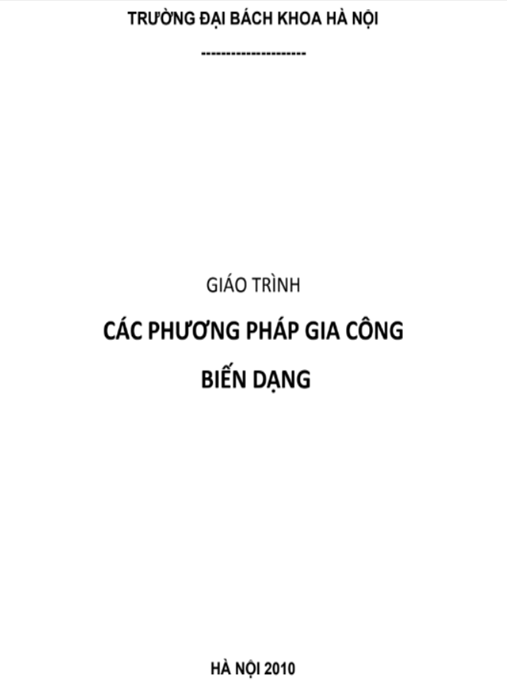 Giáo Trình Các Phương Pháp Gia Công Biến Dạng