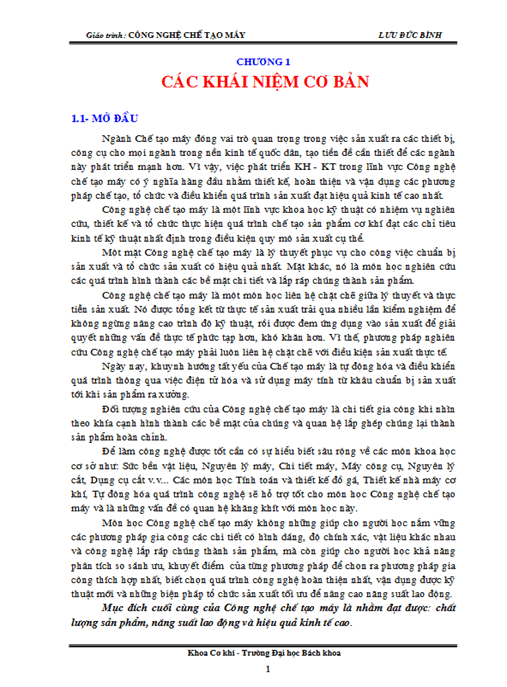 Giáo Trình Công Nghệ Chế Tạo Máy