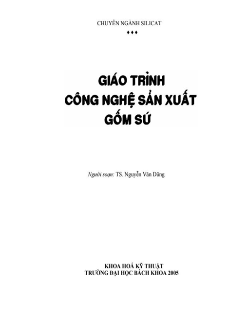 Giáo Trình Công Nghệ Sản Xuất Gốm Sứ