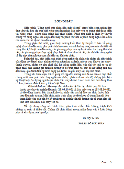 Giáo Trình Công Nghệ Sửa Chữa Đầu Máy Diezel