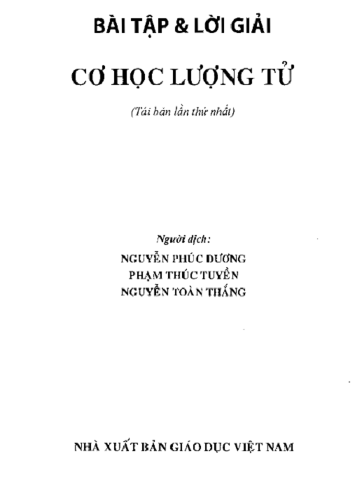 Bài Tập Và Lời Giải Cơ Học Lượng Tử