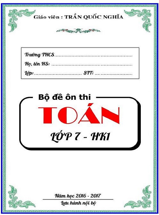 Bộ Đề Ôn Thi Toán Lớp 7 Học Kỳ 1