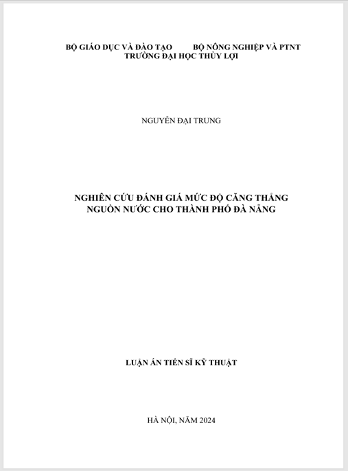 LUẬN ÁN NGHIÊN CỨU ĐÁNH GIÁ MỨC ĐỘ CĂNG THẲNG NGUỒN NƯỚC CHO THÀNH PHỐ ĐÀ NẴNG