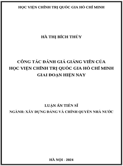 Luận án Công tác đánh giá giảng viên của Học viện Chính trị quốc gia Hồ Chí Minh giai đoạn hiện nay