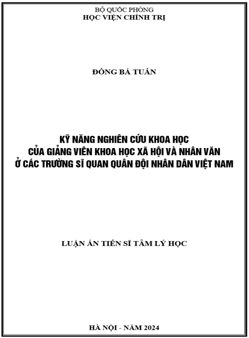 Luận án Kỹ năng nghiên cứu khoa học của giảng viên khoa học xã hội và nhân văn ở các trường sĩ quan Quân đội nhân dân Việt Nam