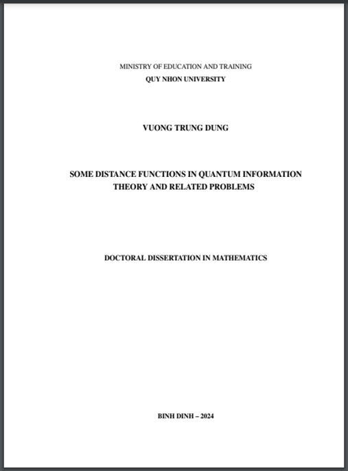 Luận án Một số hàm khoảng cách trong lý thuyết thông tin lượng tử và các vấn đề liên quan
