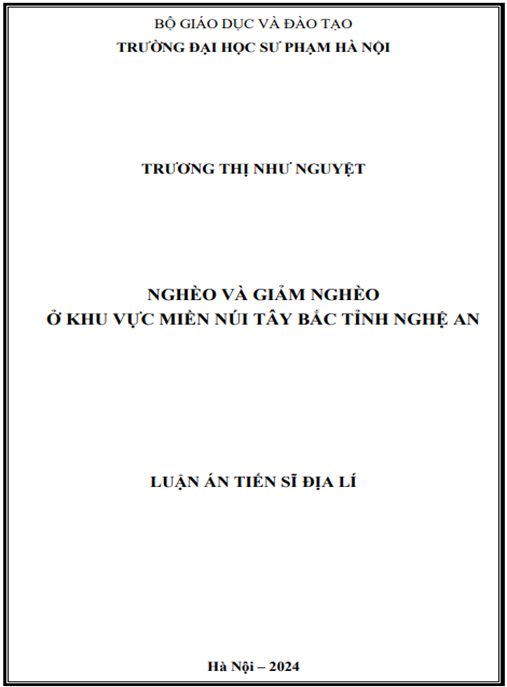 Luận án Nghèo và giảm nghèo ở khu vực miền núi Tây Bắc tính Nghệ An