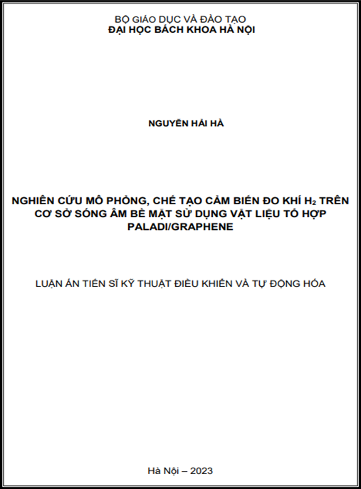 Luận án Nghiên cứu mô phỏng, chế tạo cảm biến đo khí H2 trên cơ sở sóng âm bề mặt sử dụng vật liệu tổ hợp Paladi/Graphene
