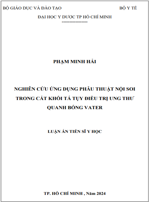 Nghiên cứu ứng dụng phẫu thuật nội soi trong cắt khối tá tuỵ điều trị ung thư quanh bóng Vater