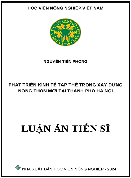 Luận án Phát triển kinh tế tập thể trong xây dựng nông thôn mới tại thành phố Hà Nội