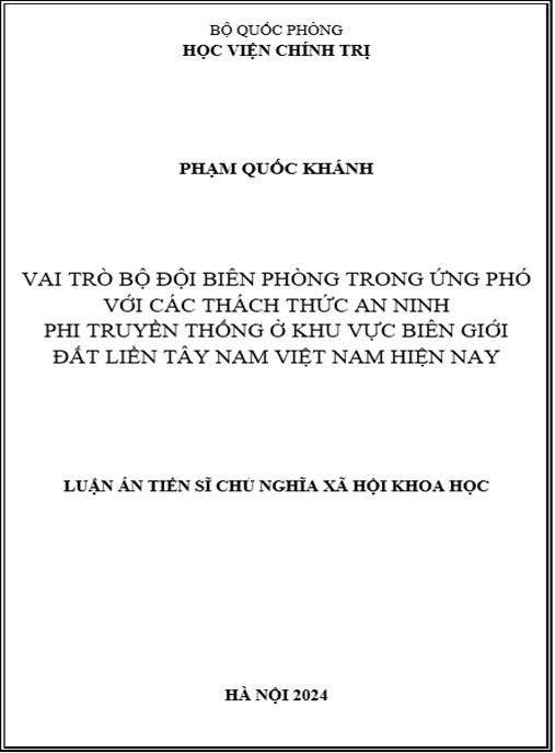 Vai trò Bộ đội Biên phòng trong ứng phó với các thách thức an ninh phi truyền thống ở khu vực biên giới đất liền Tây Nam Việt Nam hiện nay