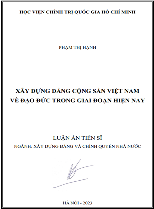 Luận án Xây dựng Đảng Cộng sản Việt Nam về đạo đức trong giai đoạn hiện nay