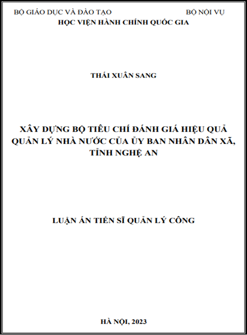 Luận án Xây dựng bộ tiêu chí đánh giá hiệu quả quản lý nhà nước của Ủy ban nhân dân xã, tỉnh Nghệ An
