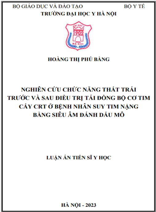Nghiên cứu chức năng thất trái trước và sau điều trị tái đồng bộ tim (CRT) ở bệnh nhân suy tim nặng bằng siêu âm đánh dấu mô