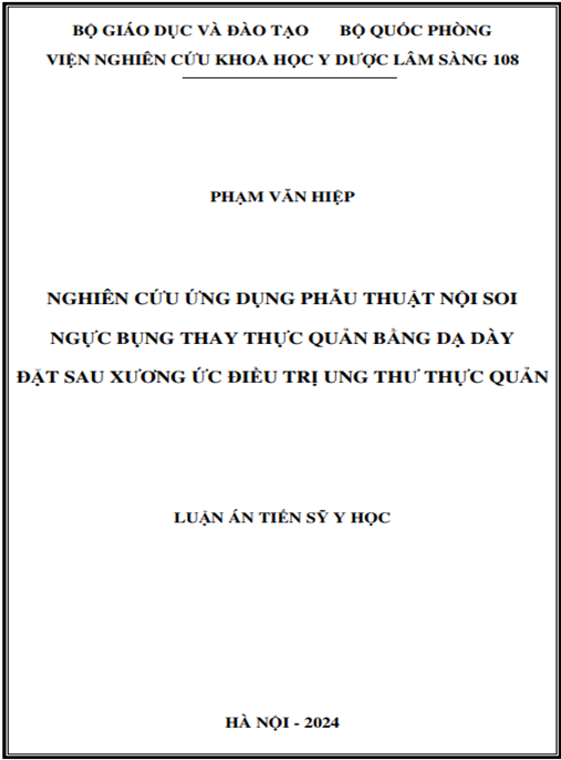 Nghiên cứu ứng dụng phẫu thuật nội soi ngực bụng thay thực quản bằng dạ dày đặt sau xương ức điều trị ung thư thực quản