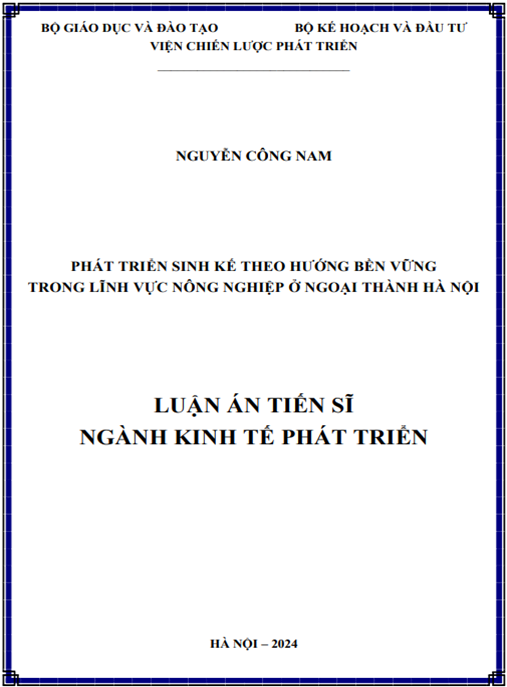 Phát triển sinh kế theo hướng bền vững trong lĩnh vực công nghiệp ở ngoại thành Hà Nội