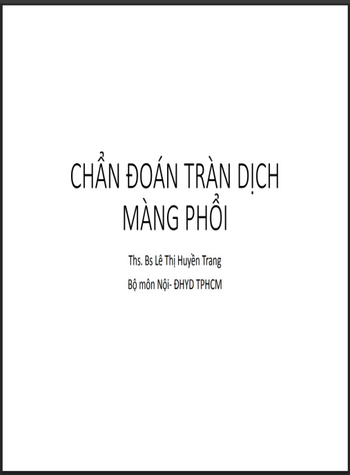 Bài giảng Chẩn đoán tràn dịch màng phổi