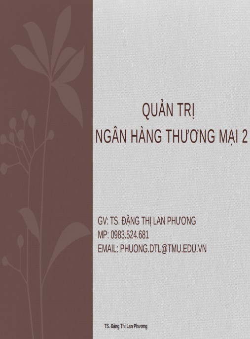 Bài giảng Quản trị ngân hàng thương mại 2