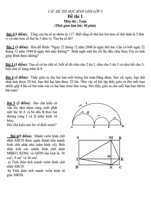 Các Đề Thi Học Sinh Giỏi Lớp 5