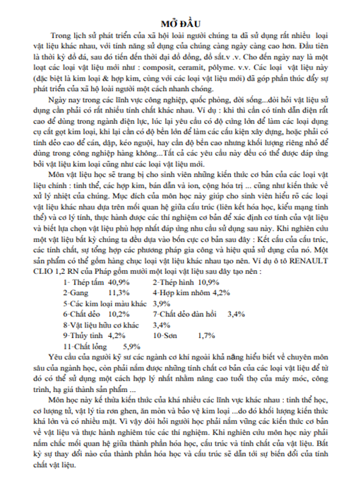 Giáo Trình Vật Liệu Kỹ Thuật