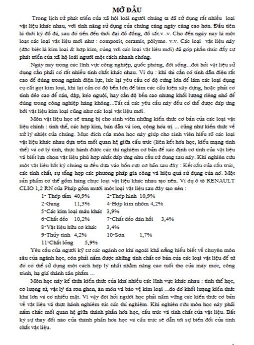 Giáo Trình Vật Liệu Kỹ Thuật