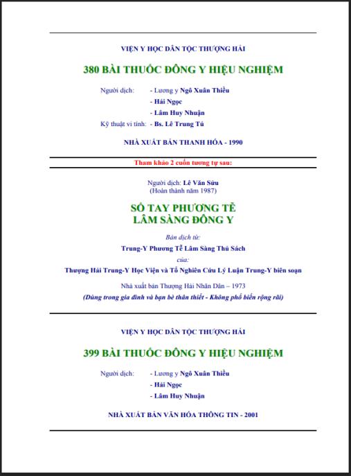 380 Bài Thuốc Đông Y Hiệu Nghiệm