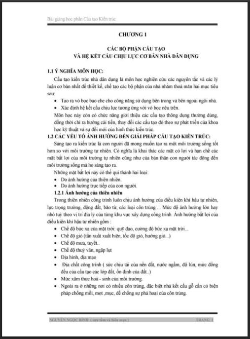 Bài Giảng Học Phần Cấu Tạo Kiến Trúc