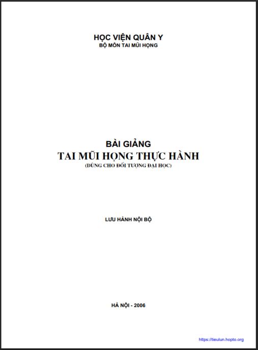 Bài Giảng Tai Mũi Họng Thực Hành