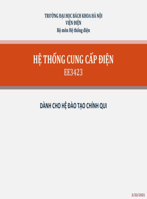 Bài giảng Cung cấp điện