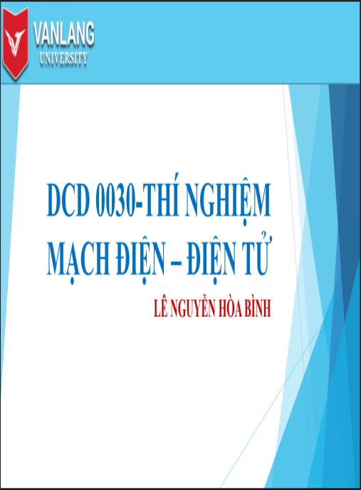 Bài giảng Thí nghiệm mạch điện – điện tử