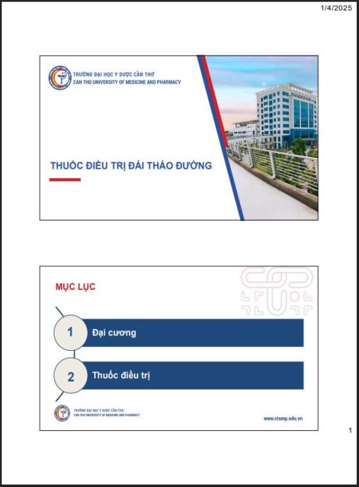 Bài giảng Thuốc điều trị đái tháo đường