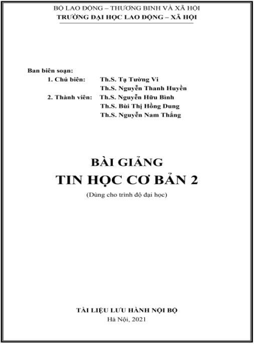 Bài giảng Tin học cơ bản 2