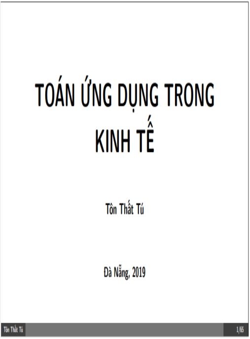 Bài giảng Toán ứng dụng trong kinh tế