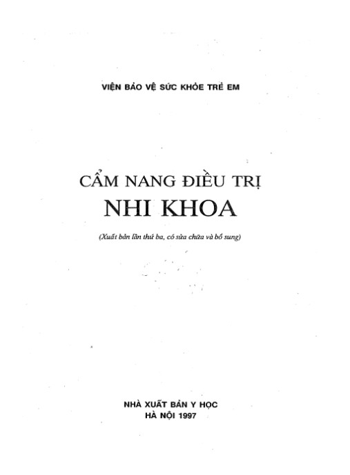 Cẩm Nang Điều Trị Nhi Khoa