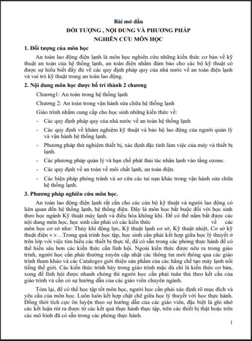 Giáo trình An toàn điện lạnh