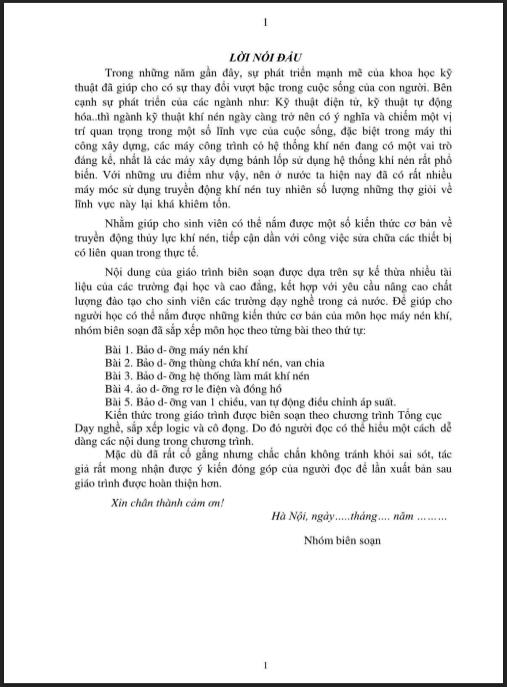 Giáo trình Bảo dưỡng máy nén khí