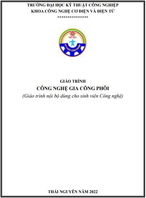 Giáo trình Công nghệ gia công phôi