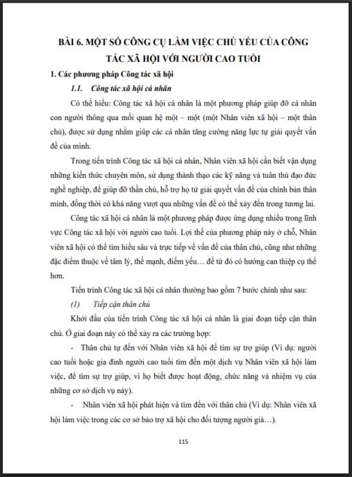 Giáo trình Công tác xã hội trợ giúp người cao tuổi Phần 2