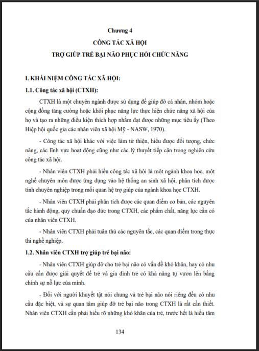 Giáo trình Công tác xã hội trong lĩnh vực phục hồi chức năng cho trẻ bại não Phần 2