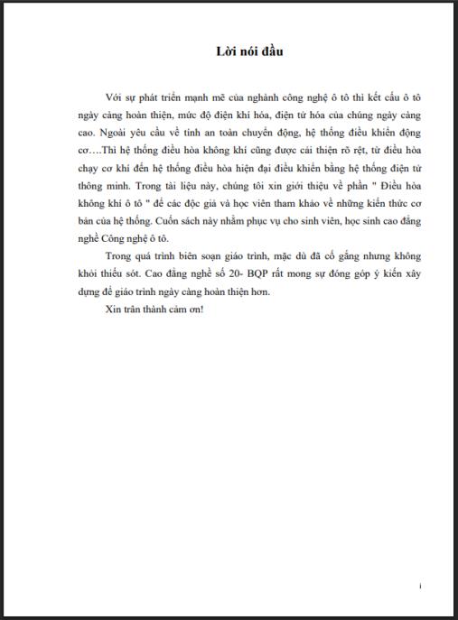 Giáo trình Điều hòa không khí ô tô