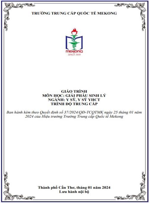 Giáo trình Giải phẫu sinh lý Ngành Y sỹ, Y sỹ Y học cổ truyền