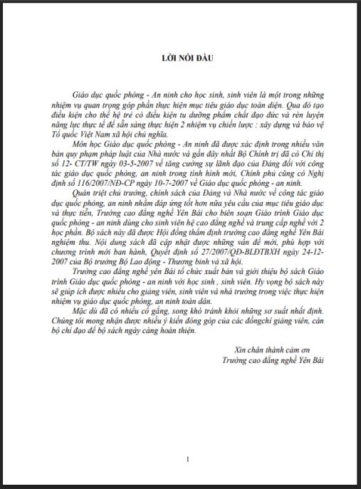 Giáo trình Giáo dục quốc phòng – An ninh Phần 1