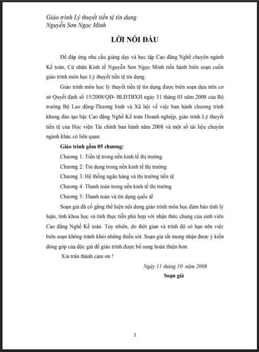 Giáo trình Lý thuyết tiền tệ tín dụng Phần 1