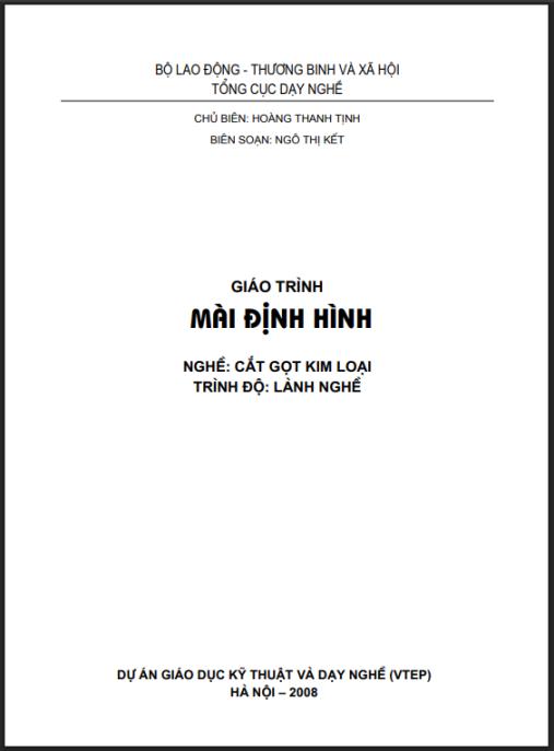 Giáo trình Mài định hình (Nghề Cắt gọt kim loại)