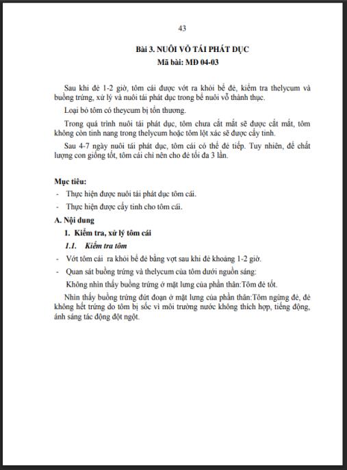 Giáo trình Mô đun Cho tôm đẻ Phần 2