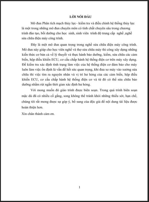 Giáo trình Phân tích mạch thủy lực – Kiểm tra và điều chỉnh hệ thống thủy lực