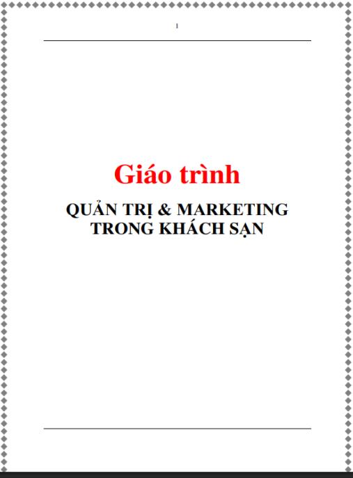 Giáo trình Quản trị và Marketing trong khách sạn